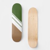 Leuk Sportief Donkergroen Bruin Wit Racing Stripes Persoonlijk Skateboard (Voorkant)