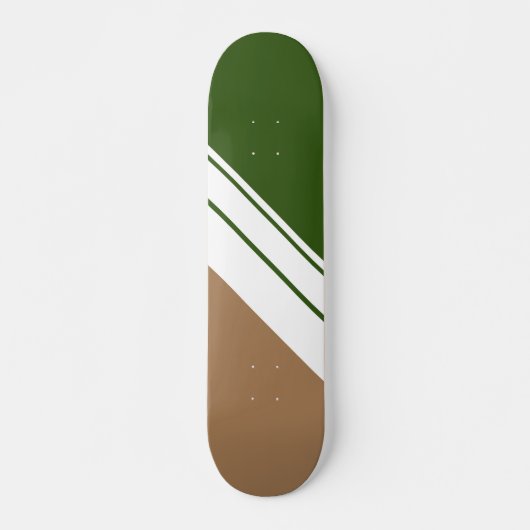 Leuk Sportief Donkergroen Bruin Wit Racing Stripes Persoonlijk Skateboard (Voorkant)