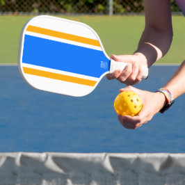 Leuk Sportief Helder Blauw Geel Wit Racing Stripes Pickleball Paddle