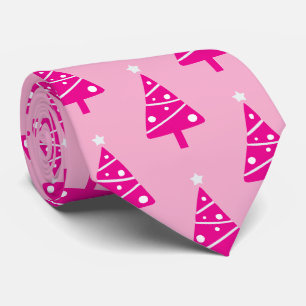 Leuk stijlvol wit roze kerstboompatroon stropdas
