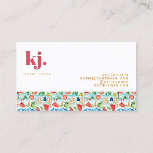 Leuk stijlvol zomer monogram visitekaartje (Achterkant)