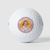 Leuk stoffig roze roze beste moeder ooit foto golfballen (Voorkant)