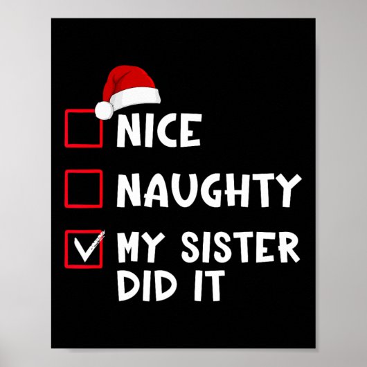 Leuk stout mijn zus heeft het kerstman genoemd poster (Voorkant)