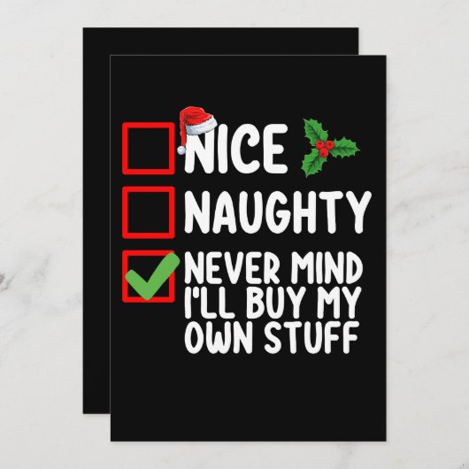 Leuk Stout Nooit Mind Ik Koop Mijn Eigen Spullen C Kaart (Voorkant / Achterkant)