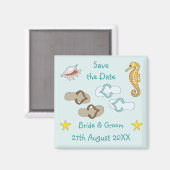 Leuk strand bruiloft Save the date magneet (Voorkant / Achterkant)