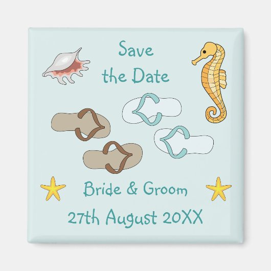 Leuk strand bruiloft Save the date magneet (Voorkant)