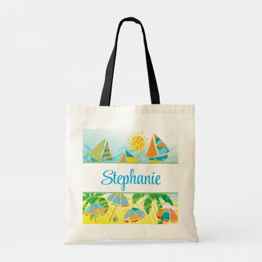 Leuk strand gepersonaliseerde canvas tas (Achterkant)