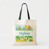 Leuk strand gepersonaliseerde canvas tas (Voorkant)