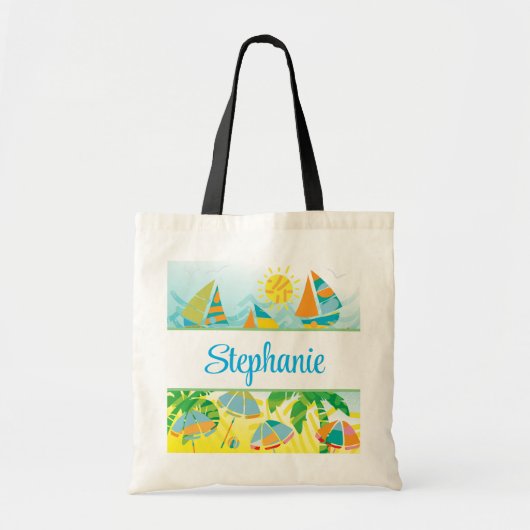 Leuk strand gepersonaliseerde canvas tas (Voorkant)