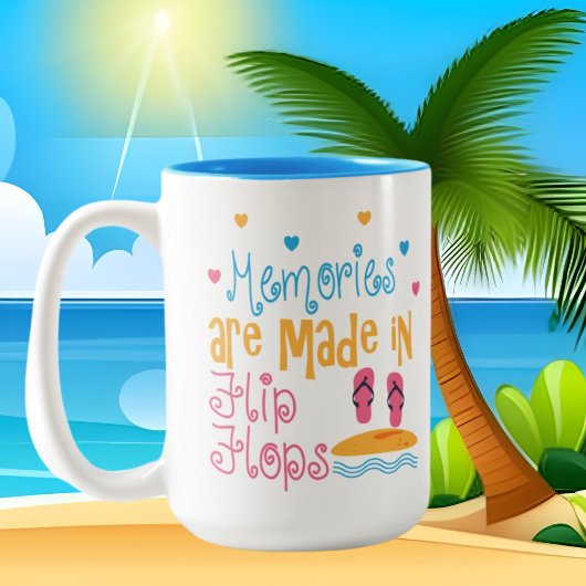 Leuk strand huis flip flop liefhebbers woord kunst tweekleurige koffiemok