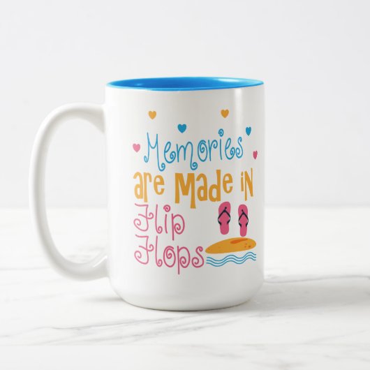 Leuk strand huis flip flop liefhebbers woord kunst tweekleurige koffiemok (Links)