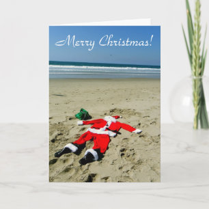 Leuk strand kerst Wenskaart! Feestdagen Kaart