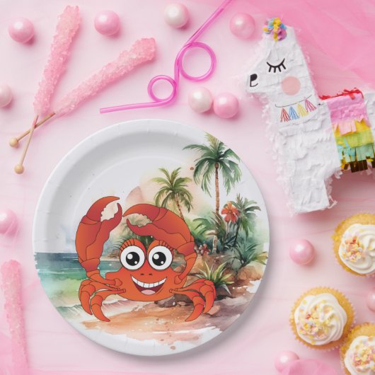 Leuk strand krab liefhebbers papier bord (Feest)