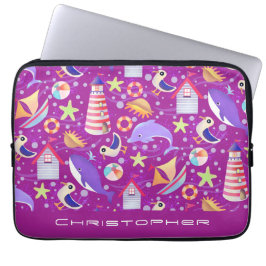 Leuk strand Magenta Electronics Bag Laptop Sleeve