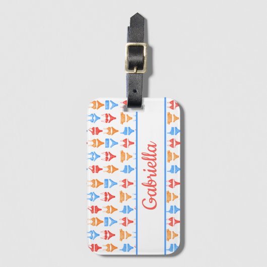 Leuk strand of zwembad Party Gepersonaliseerde vri Bagagelabel (Voorkant (verticaal))