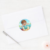 Leuk strand scene kind ronde sticker (Envelop)