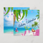 Leuk strand Winter Vogels Kerstfeest Uitnodiging (Voorkant / Achterkant)