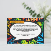 Leuk stripboek Bruiloft Accommodatie Details Informatiekaartje (Staand voorkant)