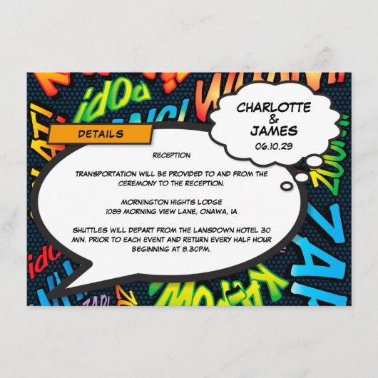 Leuk stripboek Trouwgegevens Informatie Informatiekaartje (Voorkant)