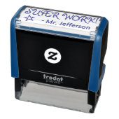 Leuk "SUPER WERK!" + Naam leraar Rubber Stamp Zelfinktende Stempel (Product)