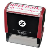 Leuk "SUPER WERK!" + Naam leraar Rubberen stempel (Product)