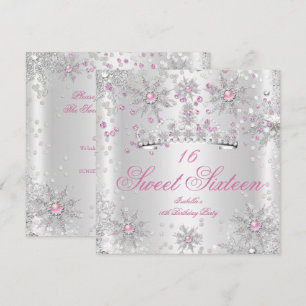 Leuk Sweet 16 Roze Witte Winter Wonderland Kaart
