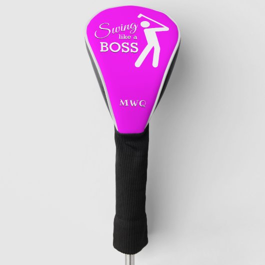 Leuk SWING LIKE A BOSS Roze Monogram DRIVERHOOFD Golfheadcover (Voorkant)