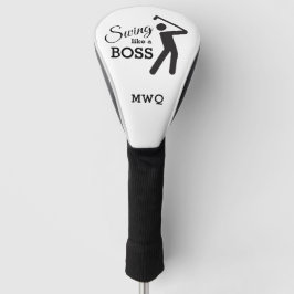 Leuk SWING LIKE A BOSS Witte Monogram DRIVER Golfheadcover