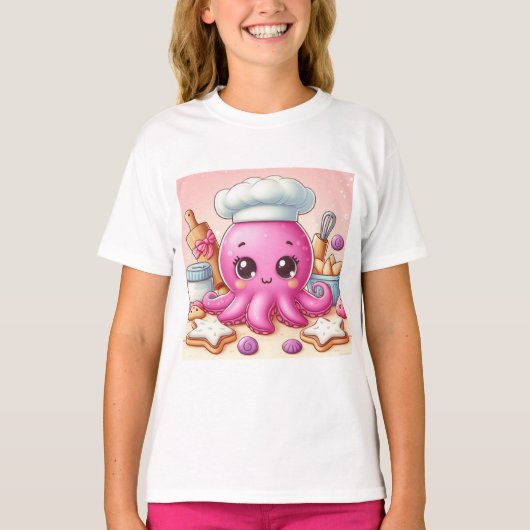 Leuk T-shirt met bakkende octopus (Voorkant)