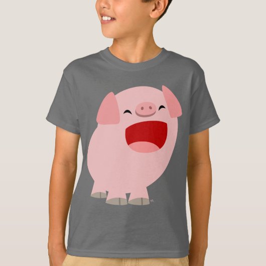 Leuk T-shirt voor kinderen met zingend varken uit (Voorkant)