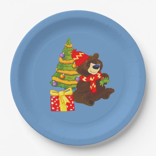 Leuk Teddy Bear Kerstfeest Papieren Bordje (Voorkant)
