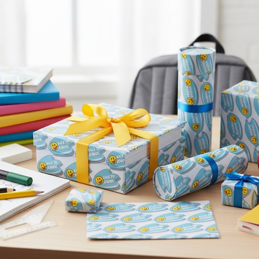 Leuk Terug naar School Smiley Face Cadeaupapier