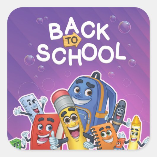 Leuk terug naar school vierkante sticker (Voorkant)