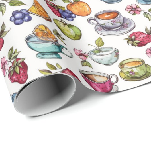 Leuk theefeest betegeld cadeaupapier (Rol Hoek)