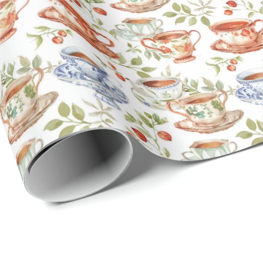 Leuk theefeest betegeld cadeaupapier (Rol Hoek)