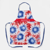 Leuk Tie Dye Patroon Initiaal rood wit blauw Schort (Voorkant)