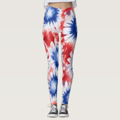 Leuk Tie Dye Patroon rood wit blauw Leggings (Voorkant)