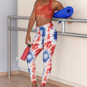 Leuk Tie Dye Patroon rood wit blauw Leggings