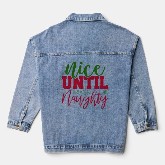Leuk tot bewezen ondeugend, grappig kerstfeest denim jacket (Achterkant)