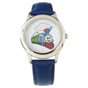 Leuk Trein Kind Kleurrijk Gezicht Horloge