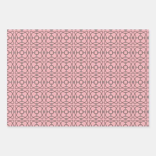 Leuk Trendy Geometrisch Roze Wit en Grijs Patroon Inpakpapier Vel (Voorkant 2)