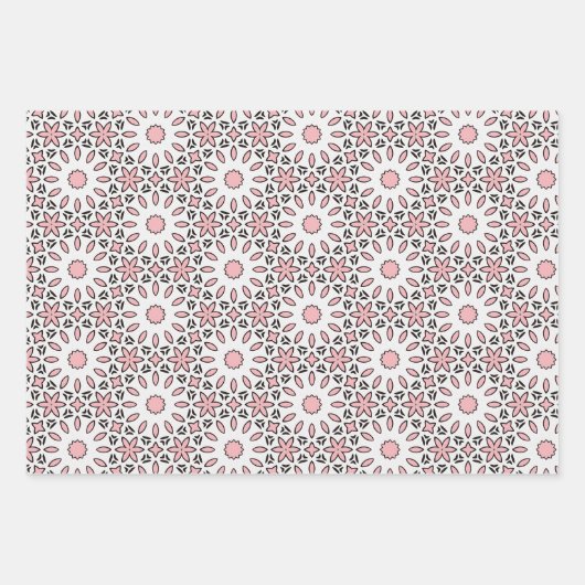 Leuk Trendy Geometrisch Roze Wit en Grijs Patroon Inpakpapier Vel (Voorkant)