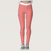 Leuk Trendy Rood Wit Polka Dot Patroon Leggings (Voorkant)