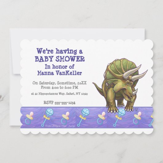 Leuk Triceratops Baby shower Kaart (Voorkant)
