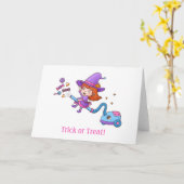 Leuk trick or treat Weinig Heks op Stofzuiger Kaart (Gele Bloem)