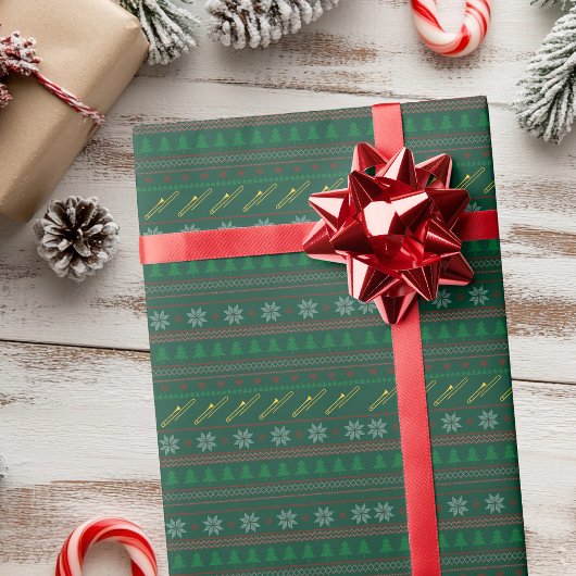 Leuk Trombone Kersttrui Patroon Cadeaupapier