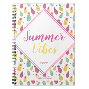 Leuk tropisch ananas patroon zomer vibes citaat notitieboek