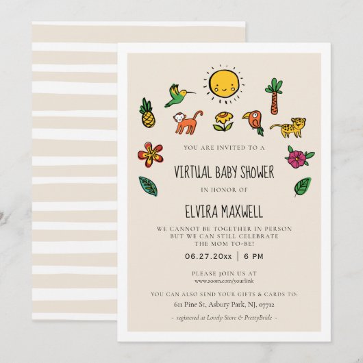 Leuk tropisch oerwoud Virtual Baby shower Kaart (Voorkant / Achterkant)