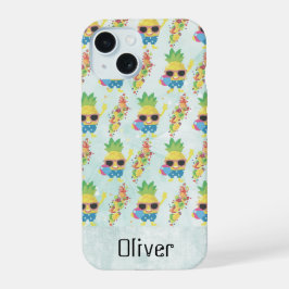 Leuk Tropisch Patroon met Eigen Naam iPhone 15 Case