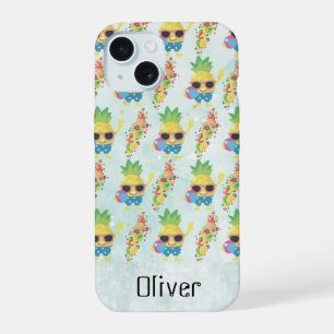 Leuk Tropisch Patroon met Eigen Naam iPhone 15 Case